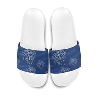 Aloha Hawaii Acacia Koa Leaves Slide Sandals Navy Kakau Tribal Pattern LT05 Navy - Polynesian Pride