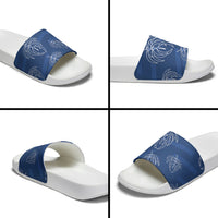 Aloha Hawaii Acacia Koa Leaves Slide Sandals Navy Kakau Tribal Pattern LT05 - Polynesian Pride