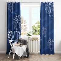 Aloha Hawaii Acacia Koa Leaves Window Curtain Navy Kakau Tribal Pattern LT05 - Polynesian Pride