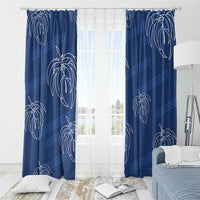 Aloha Hawaii Acacia Koa Leaves Window Curtain Navy Kakau Tribal Pattern LT05 - Polynesian Pride