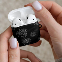 Aloha Hawaii Acacia Koa Leaves AirPods Case Black Kakau Tribal Pattern LT05 - Polynesian Pride