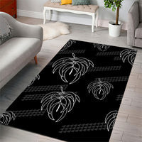 Aloha Hawaii Acacia Koa Leaves Area Rug Black Kakau Tribal Pattern LT05 - Polynesian Pride