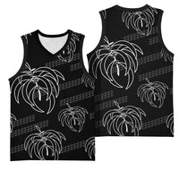 Aloha Hawaii Acacia Koa Leaves Basketball Jersey Black Kakau Tribal Pattern LT05 - Polynesian Pride