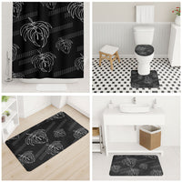 Aloha Hawaii Acacia Koa Leaves Bathroom Set Black Kakau Tribal Pattern LT05 - Polynesian Pride