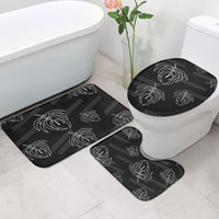 Aloha Hawaii Acacia Koa Leaves Bathroom Set Black Kakau Tribal Pattern LT05 - Polynesian Pride