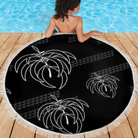 Aloha Hawaii Acacia Koa Leaves Beach Blanket Black Kakau Tribal Pattern LT05 - Polynesian Pride