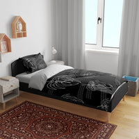 Aloha Hawaii Acacia Koa Leaves Bedding Set Black Kakau Tribal Pattern LT05 - Polynesian Pride