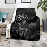 Aloha Hawaii Acacia Koa Leaves Blanket Black Kakau Tribal Pattern LT05 - Polynesian Pride
