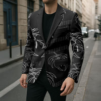 Aloha Hawaii Acacia Koa Leaves Blazer Black Kakau Tribal Pattern LT05 - Polynesian Pride
