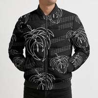 Aloha Hawaii Acacia Koa Leaves Bomber Puffer Jacket Black Kakau Tribal Pattern LT05 - Polynesian Pride