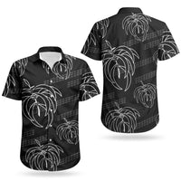 Aloha Hawaii Acacia Koa Leaves Couples Matching Short Sleeve Bodycon Dress and Hawaiian Shirt Black Kakau Tribal Pattern LT05 - Polynesian Pride