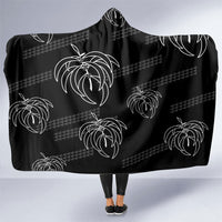 Aloha Hawaii Acacia Koa Leaves Hooded Blanket Black Kakau Tribal Pattern LT05 One Size Black - Polynesian Pride
