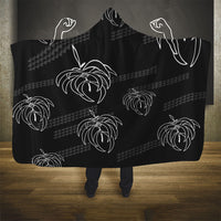 Aloha Hawaii Acacia Koa Leaves Hooded Blanket Black Kakau Tribal Pattern LT05 - Polynesian Pride