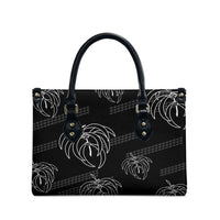 Aloha Hawaii Acacia Koa Leaves Leather Bag Black Kakau Tribal Pattern LT05 - Polynesian Pride