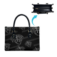 Aloha Hawaii Acacia Koa Leaves Leather Bag Black Kakau Tribal Pattern LT05 - Polynesian Pride
