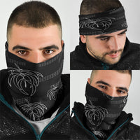 Aloha Hawaii Acacia Koa Leaves Neck Gaiter Black Kakau Tribal Pattern LT05 - Polynesian Pride