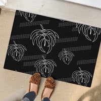 Aloha Hawaii Acacia Koa Leaves Rubber Doormat Black Kakau Tribal Pattern LT05 - Polynesian Pride
