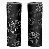 Aloha Hawaii Acacia Koa Leaves Skinny Tumbler Black Kakau Tribal Pattern LT05 Black - Polynesian Pride