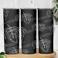 Aloha Hawaii Acacia Koa Leaves Skinny Tumbler Black Kakau Tribal Pattern LT05 - Polynesian Pride