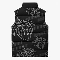 Aloha Hawaii Acacia Koa Leaves Sleeveless Puffer Jacket Black Kakau Tribal Pattern LT05 - Polynesian Pride