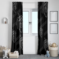 Aloha Hawaii Acacia Koa Leaves Window Curtain Black Kakau Tribal Pattern LT05 - Polynesian Pride