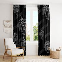 Aloha Hawaii Acacia Koa Leaves Window Curtain Black Kakau Tribal Pattern LT05 - Polynesian Pride