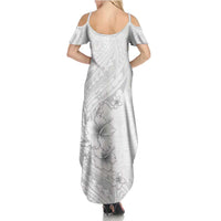Lotu Tamaiti Samoa Summer Maxi Dress White Sunday Polynesian Tribal Pattern Elegant Style