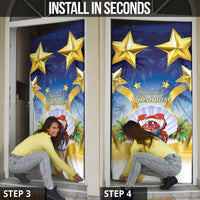 Niue Christmas Door Cover Seashell Santa Beach Vibes - Polynesian Pride