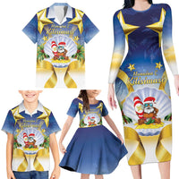 Niue Christmas Family Matching Long Sleeve Bodycon Dress and Hawaiian Shirt Seashell Santa Beach Vibes - Polynesian Pride