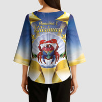 Niue Christmas Kimono Sleeve Blouse Seashell Santa Beach Vibes - Polynesian Pride