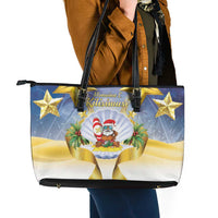 Niue Christmas Leather Tote Bag Seashell Santa Beach Vibes LT05 - Polynesian Pride