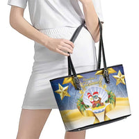 Niue Christmas Leather Tote Bag Seashell Santa Beach Vibes LT05 - Polynesian Pride
