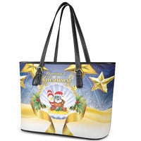 Niue Christmas Leather Tote Bag Seashell Santa Beach Vibes LT05 - Polynesian Pride
