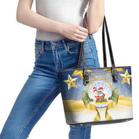 Niue Christmas Leather Tote Bag Seashell Santa Beach Vibes LT05 - Polynesian Pride