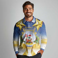 Niue Christmas Long Sleeve Polo Shirt Seashell Santa Beach Vibes - Polynesian Pride