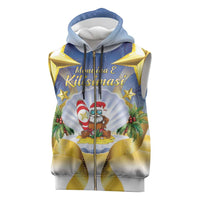 Niue Christmas Sleeveless Zip Hoodie Seashell Santa Beach Vibes LT05 Navy - Polynesian Pride