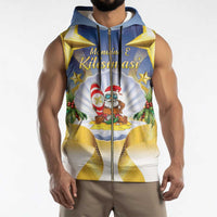 Niue Christmas Sleeveless Zip Hoodie Seashell Santa Beach Vibes LT05 - Polynesian Pride