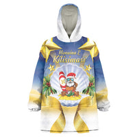Niue Christmas Wearable Blanket Hoodie Seashell Santa Beach Vibes - Polynesian Pride
