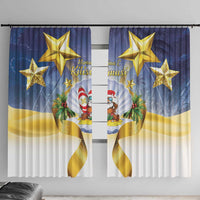 Niue Christmas Window Curtain Seashell Santa Beach Vibes - Polynesian Pride