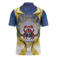 Niue Christmas Zipper Polo Shirt Seashell Santa Beach Vibes - Polynesian Pride