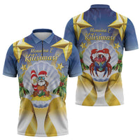 Niue Christmas Zipper Polo Shirt Seashell Santa Beach Vibes LT05 - Polynesian Pride