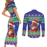 New Zealand Christmas Couples Matching Short Sleeve Bodycon Dress and Long Sleeve Button Shirt Have Yourself A Kiwi-tastic Christmas - Polynesian Pride