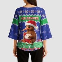 New Zealand Christmas Kimono Sleeve Blouse Have Yourself A Kiwi-tastic Christmas - Polynesian Pride