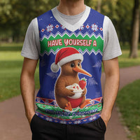 New Zealand Christmas Knitted V-Neck Vest Have Yourself A Kiwi-tastic Christmas - Polynesian Pride
