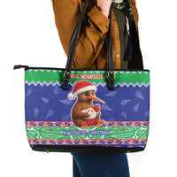 New Zealand Christmas Leather Tote Bag Have Yourself A Kiwi-tastic Christmas - Polynesian Pride