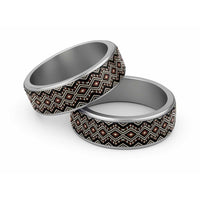 New Zealand Aotearoa Classic Ring Taniko Art Simple Style LT05 Sliver Brown - Polynesian Pride