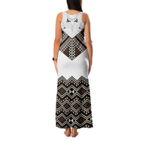 New Zealand Aotearoa Family Matching Tank Maxi Dress and Hawaiian Shirt Taniko Art Simple Style LT05 - Polynesian Pride