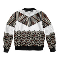 New Zealand Aotearoa Sleeve Zip Bomber Jacket Taniko Art Simple Style LT05 - Polynesian Pride