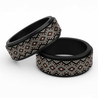 New Zealand Aotearoa Spinner Ring Taniko Art Simple Style LT05 Black Brown - Polynesian Pride