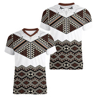 New Zealand Aotearoa Women V Neck T Shirt Taniko Art Simple Style LT05 - Polynesian Pride